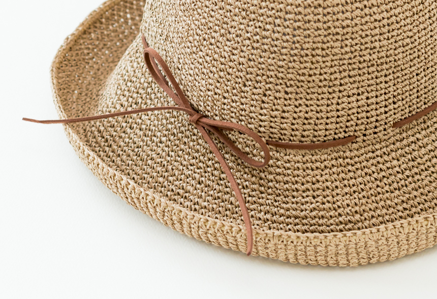 手編み帽子  キャメル