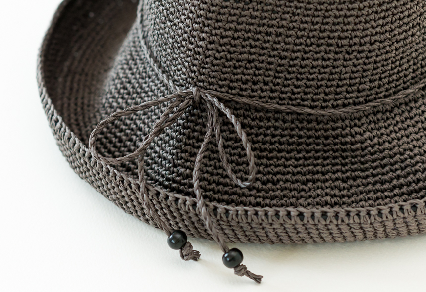 手編み帽子  ブラウン